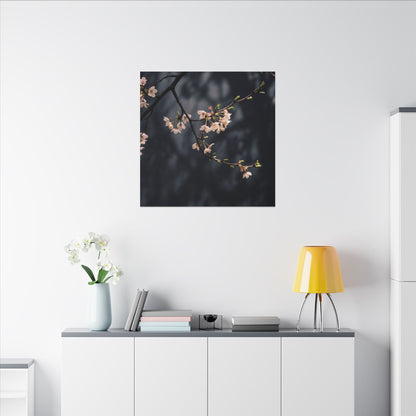 Cherry Blossom Moody Minimal Canvas Art | Bold Dark Japandi Art