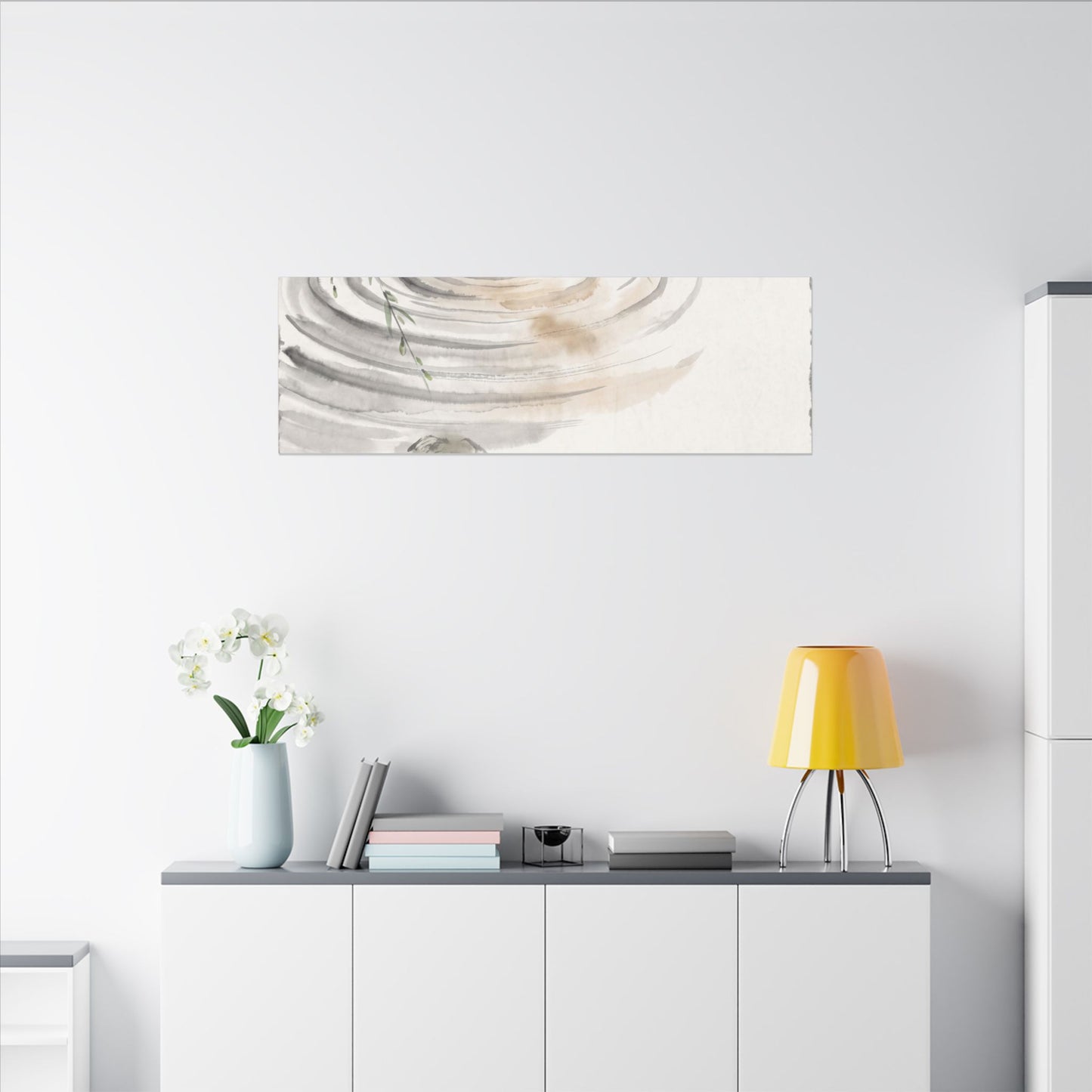 Water Ripple Sumi E Canvas Art | Tranquil Zen Art
