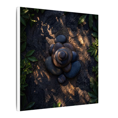 Ma River Stones Canvas Art - Dark Japandi Dark Texture