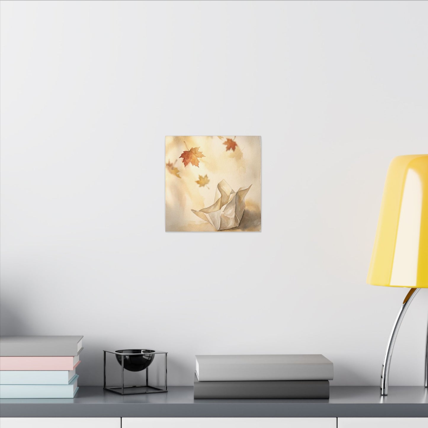 Japandi Paper Fold in Golden Hour | Watercolor Canvas Art