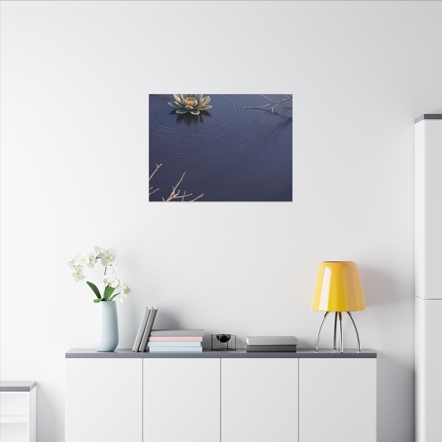 Lotus Flower Canvas Art | Winter Zen Karesansui Art