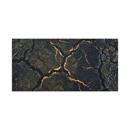 Overcast Cracked Earth Canvas Art - Dark Japandi Ma