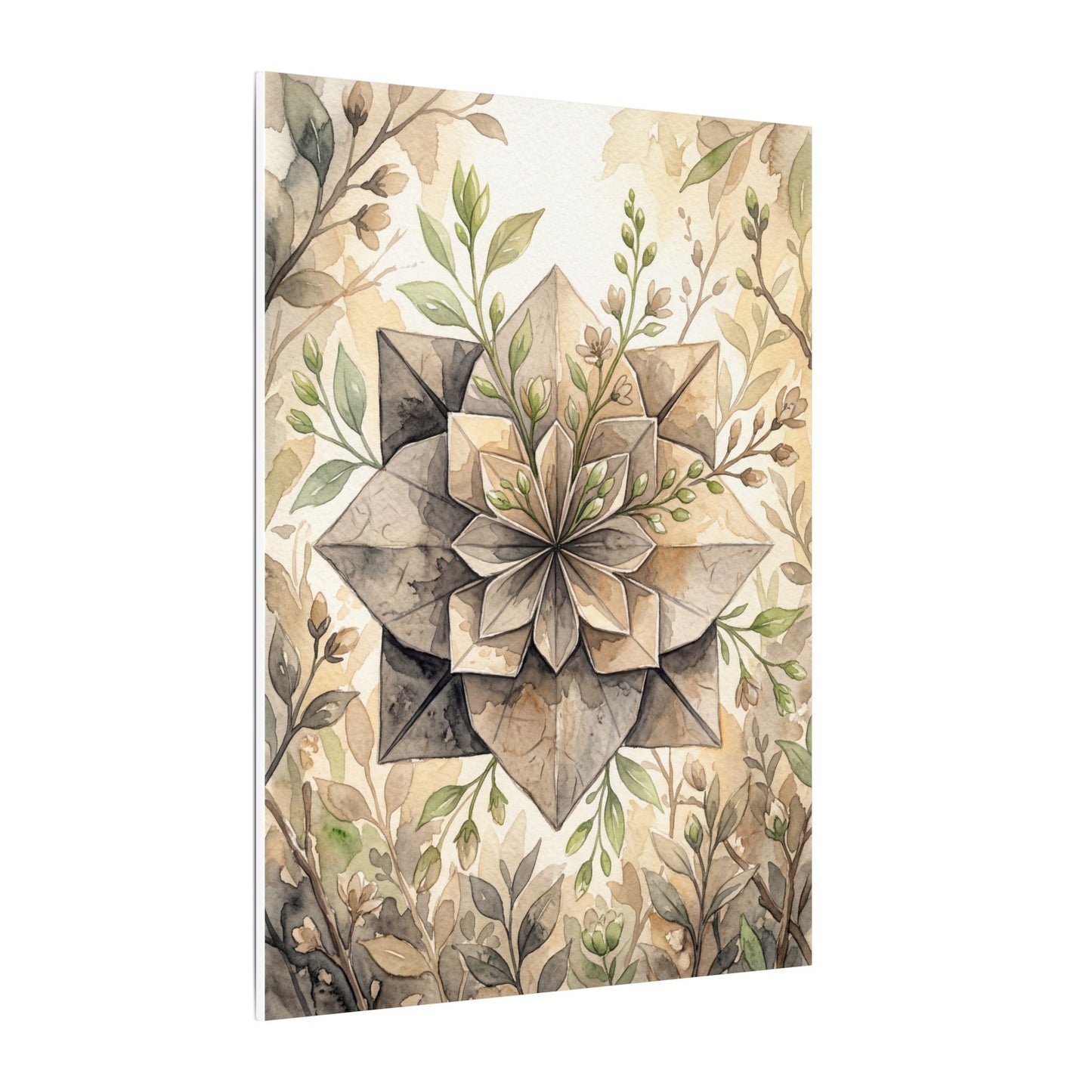 Warm Paper Fold Canvas Art - Watercolor Japandi