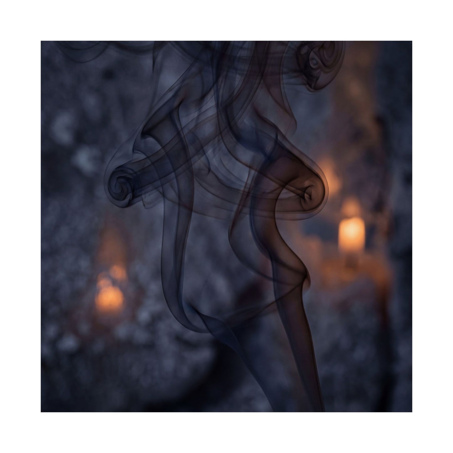Bold Incense Smoke Wall Art Print - Shadow Zen Dark Japandi