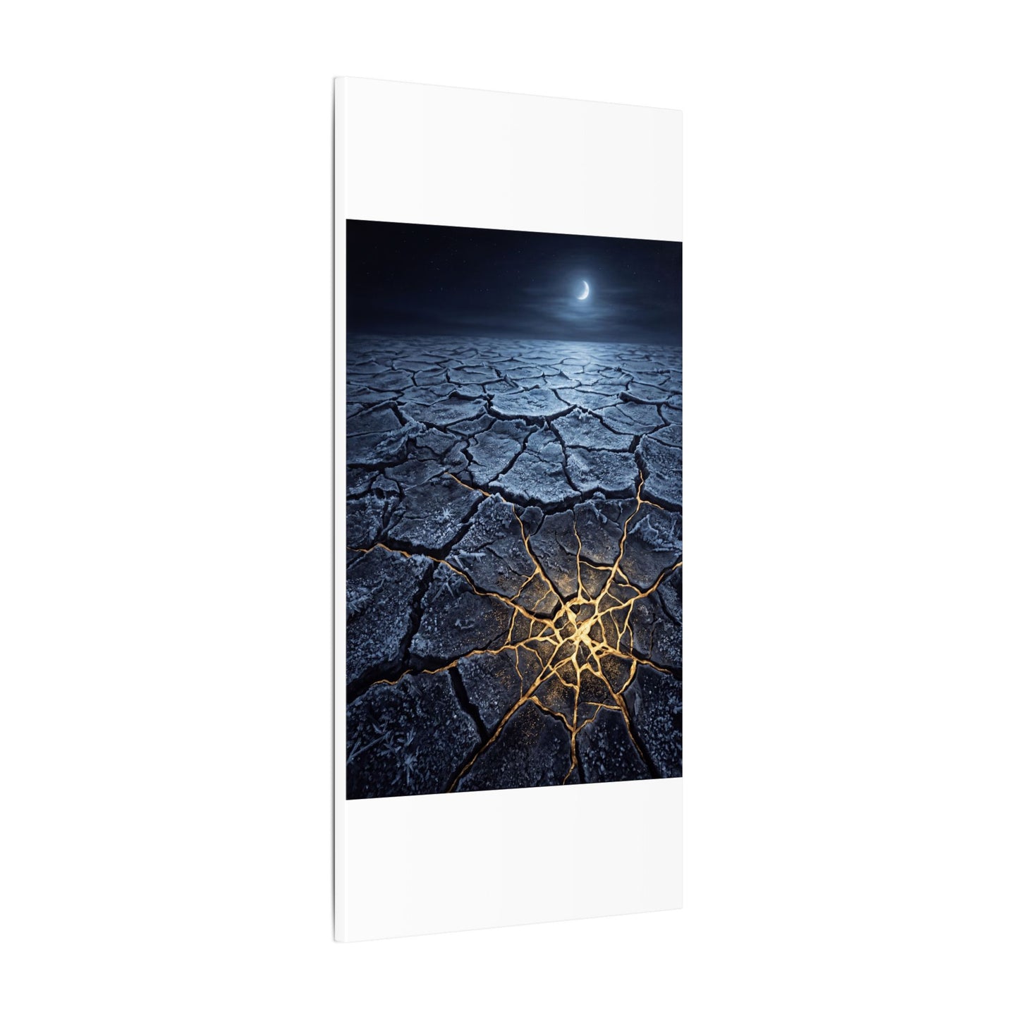 Moonlight Cracked Earth Canvas Art - Kintsugi Mono No Aware