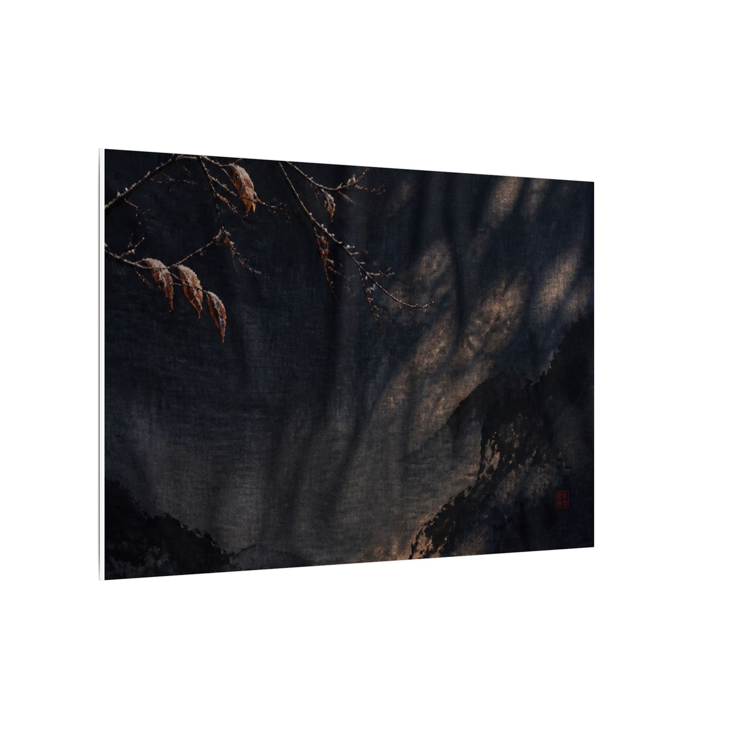 Atmospheric Silk Drape Canvas Art - Charcoal Ink Dark Japandi