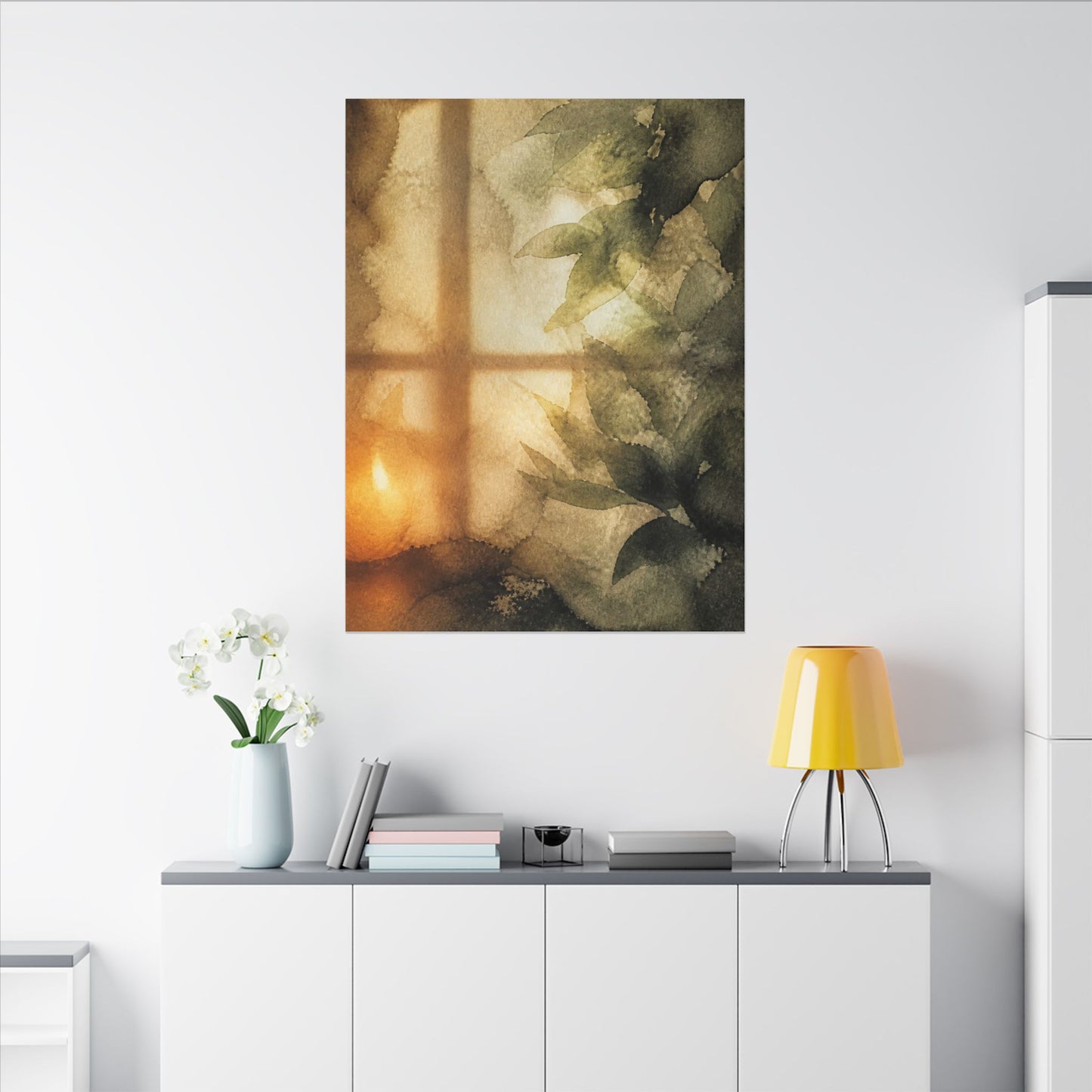 Cozy Shoji Screen Canvas Art - Watercolor Japandi