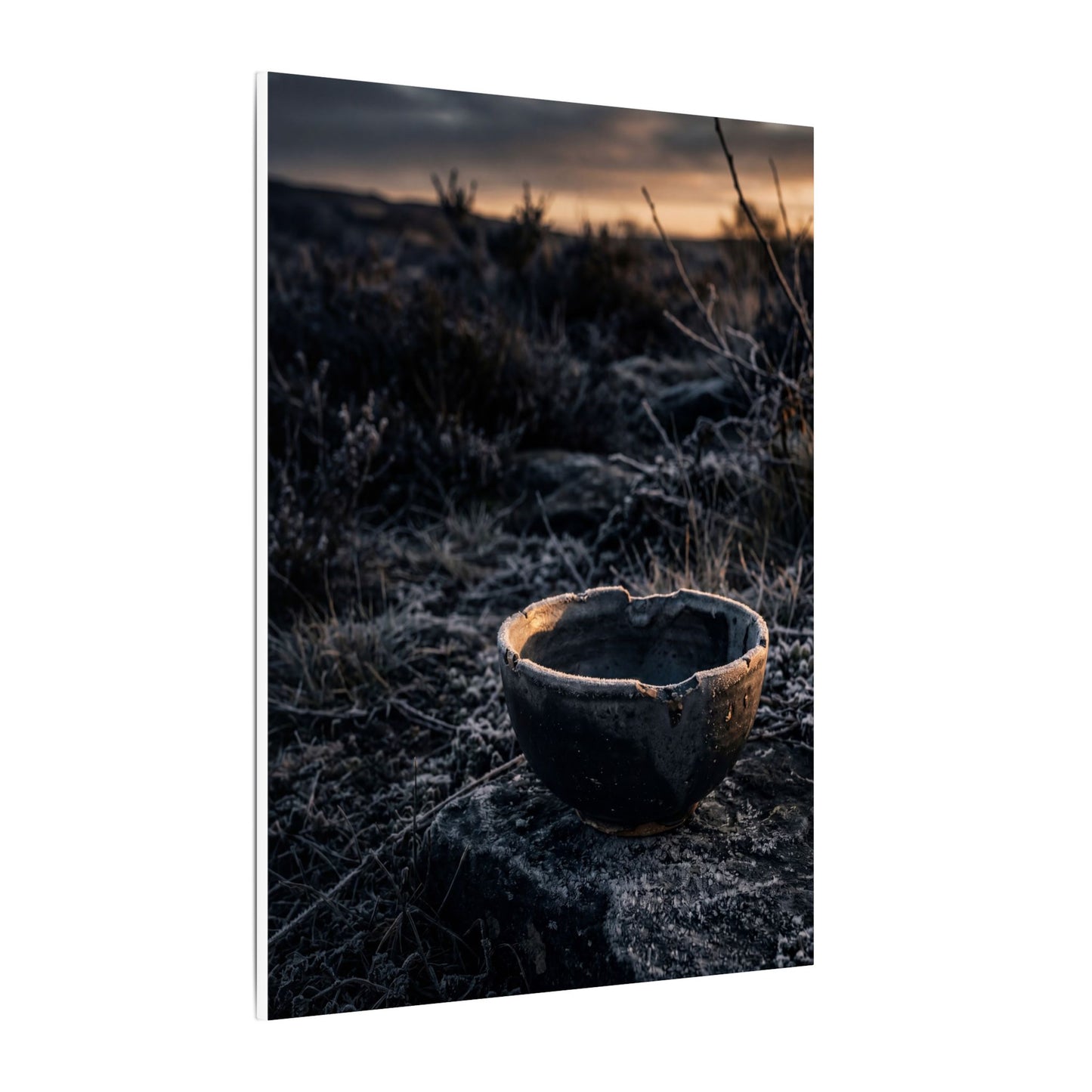 Kanso Ceramic Bowl Canvas Art - Dark Japandi Dark Texture