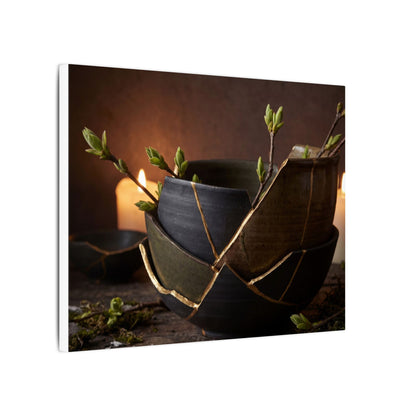Broken Pottery Spring Canvas Art | Dark Japandi Luxurious Design