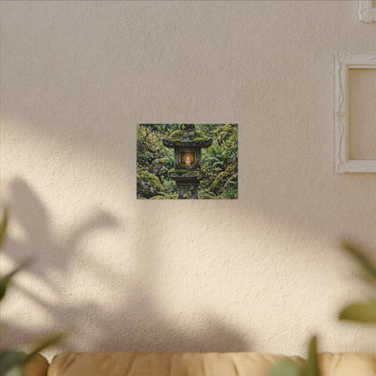 Neutral Stone Lantern Canvas Art - Japanese Pattern Japandi
