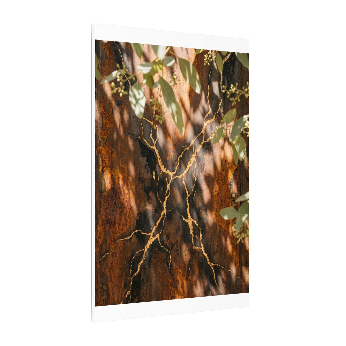 Kanso Rust Patina Canvas Art - Kintsugi Gold Vein