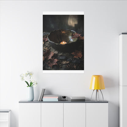 Candlelight Ceramic Bowl Canvas Art - Dark Japandi Kanso