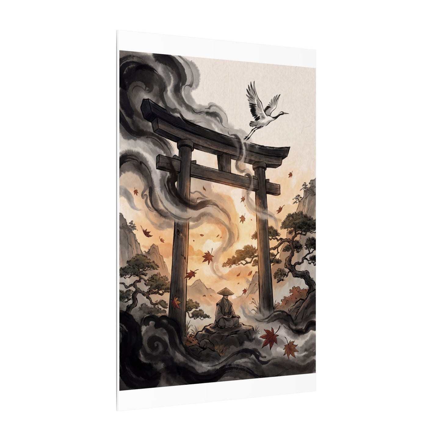 Torii Gate Ukiyo E Inspired Canvas Art | Serene Zen Art