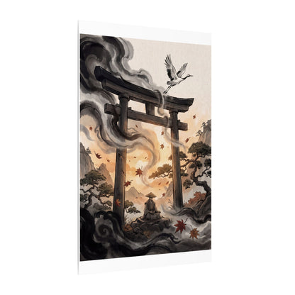 Torii Gate Ukiyo E Inspired Canvas Art | Serene Zen Art