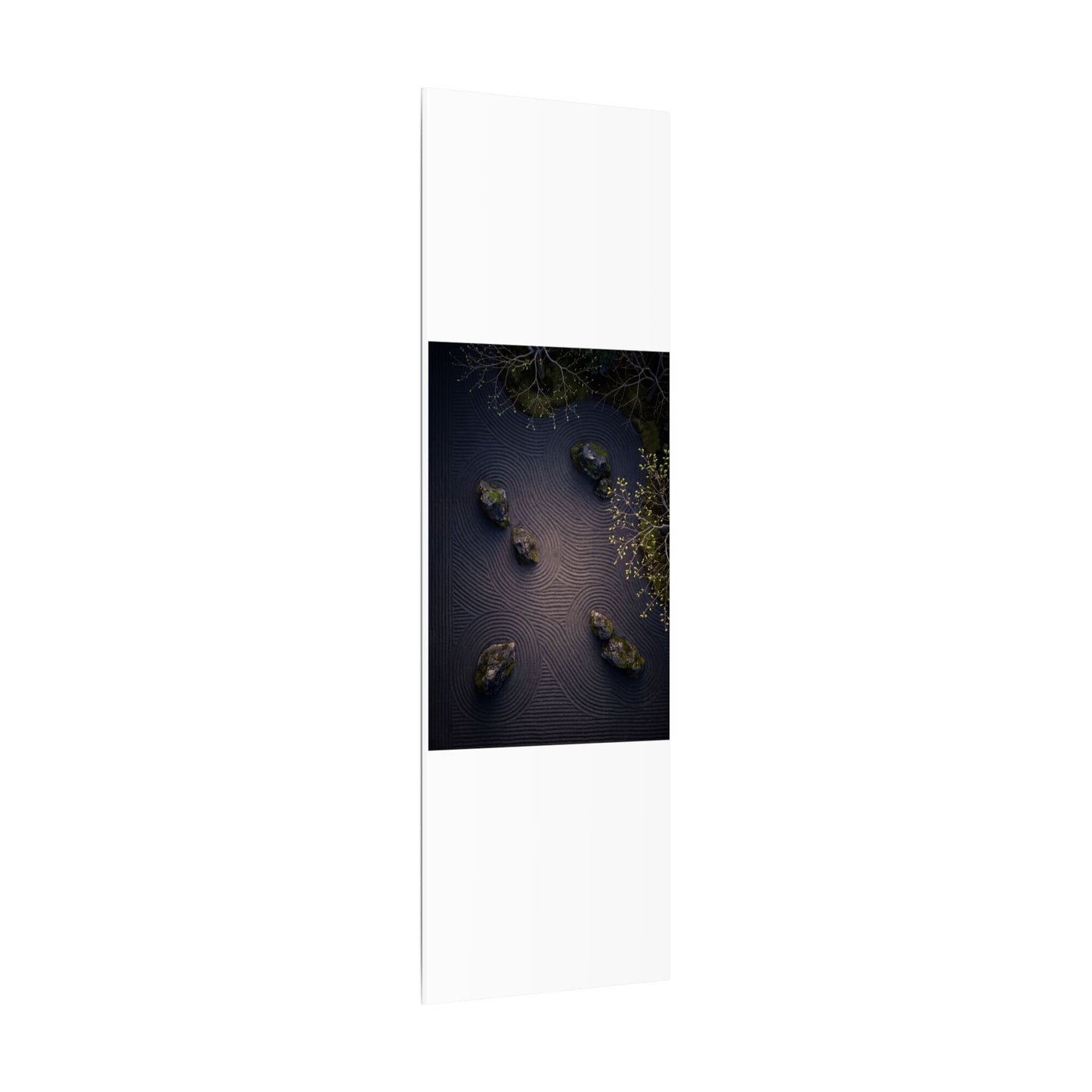 Dark Japandi Rock Garden in Dawn | Shadow Zen Canvas Art