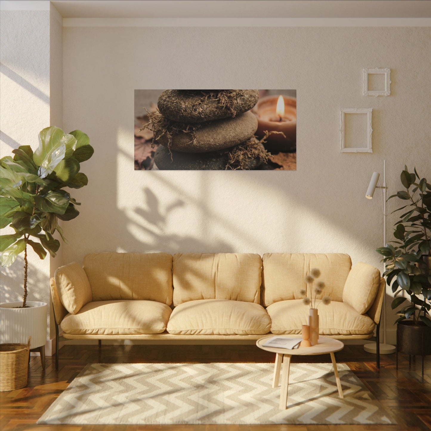 River Stones Canvas Art | Autumn Japandi Texture Art