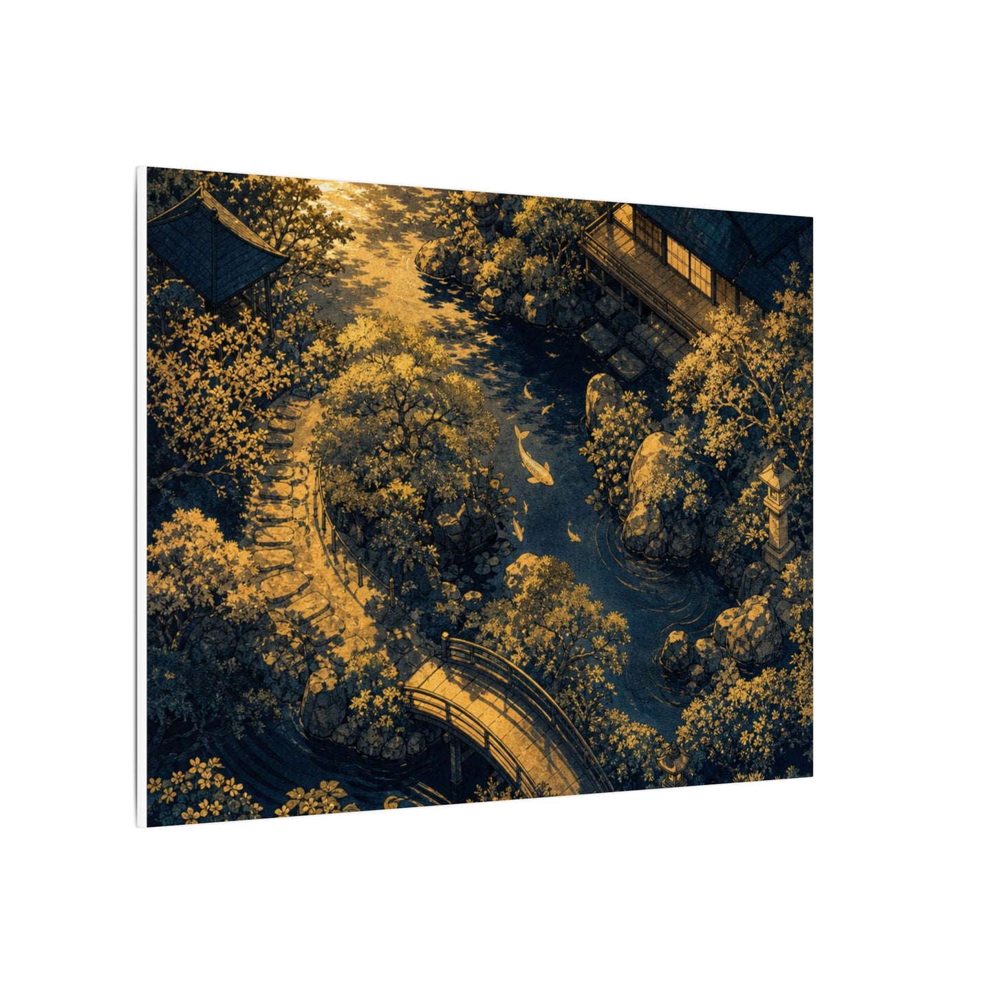 Contemplative Moonlit Garden Canvas Art - Ukiyo E Inspired Zen
