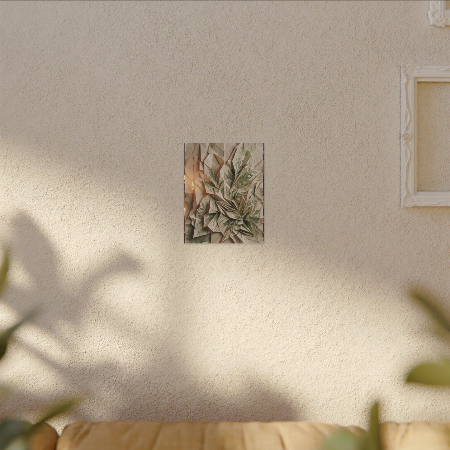 Japandi Paper Fold in Candlelight | Texture Canvas Art