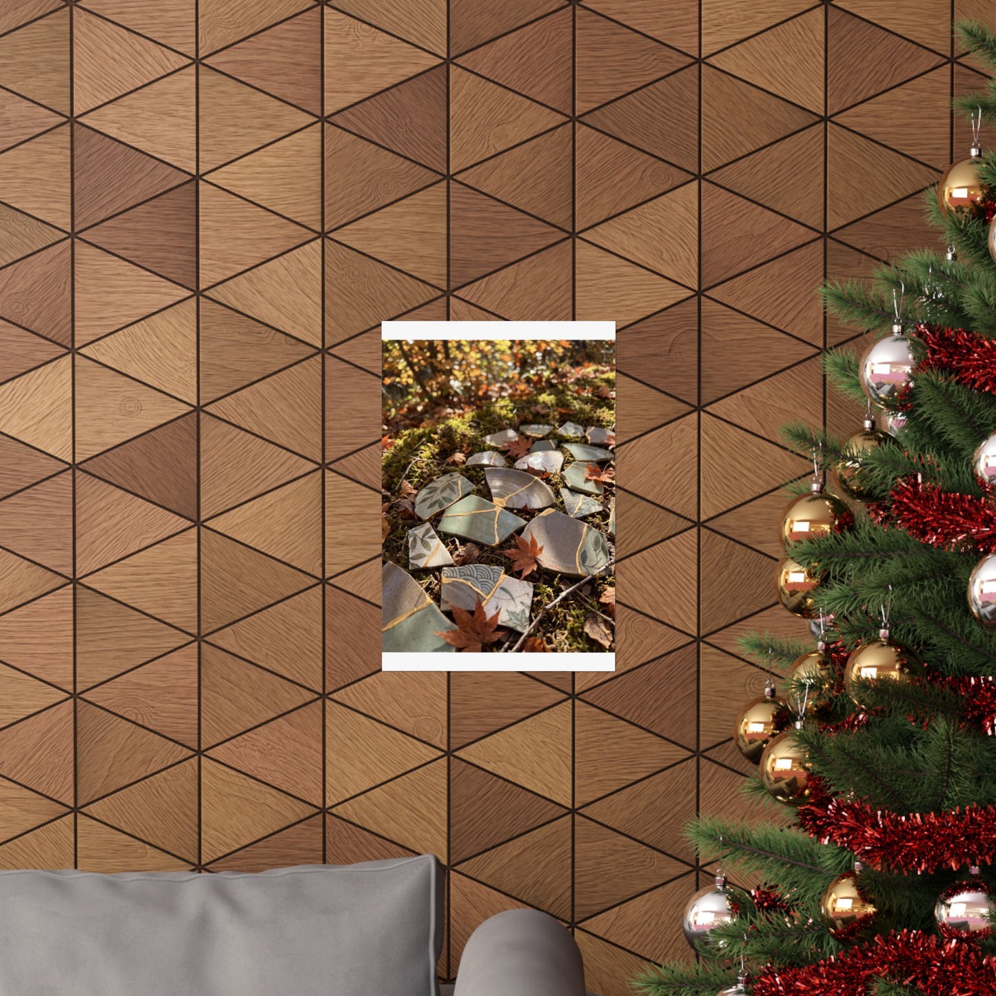 Japandi Broken Pottery in Dappled | Japanese Pattern Wall Art Print
