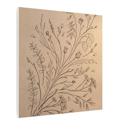 Dried Flowers Canvas Art | Spring Japandi Minimal Line Art