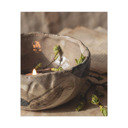 Candlelight Ceramic Bowl Canvas Art - Japandi Ma