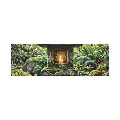 Neutral Stone Lantern Canvas Art - Japanese Pattern Japandi
