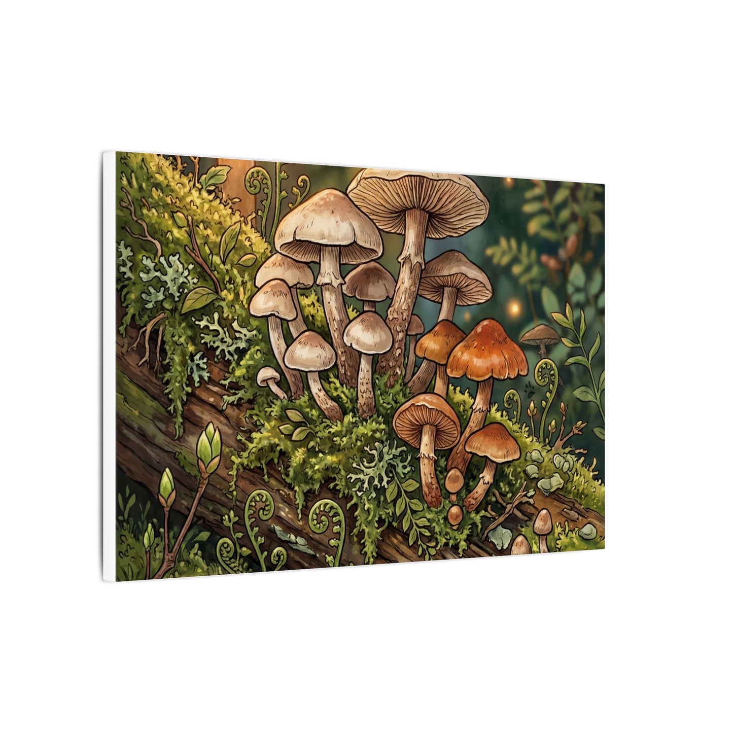 Spring Wild Mushrooms Herbarium Canvas Art | Rustic Decor