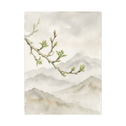 Spring Mountain Mist Watercolor Canvas Art | Cozy Decor