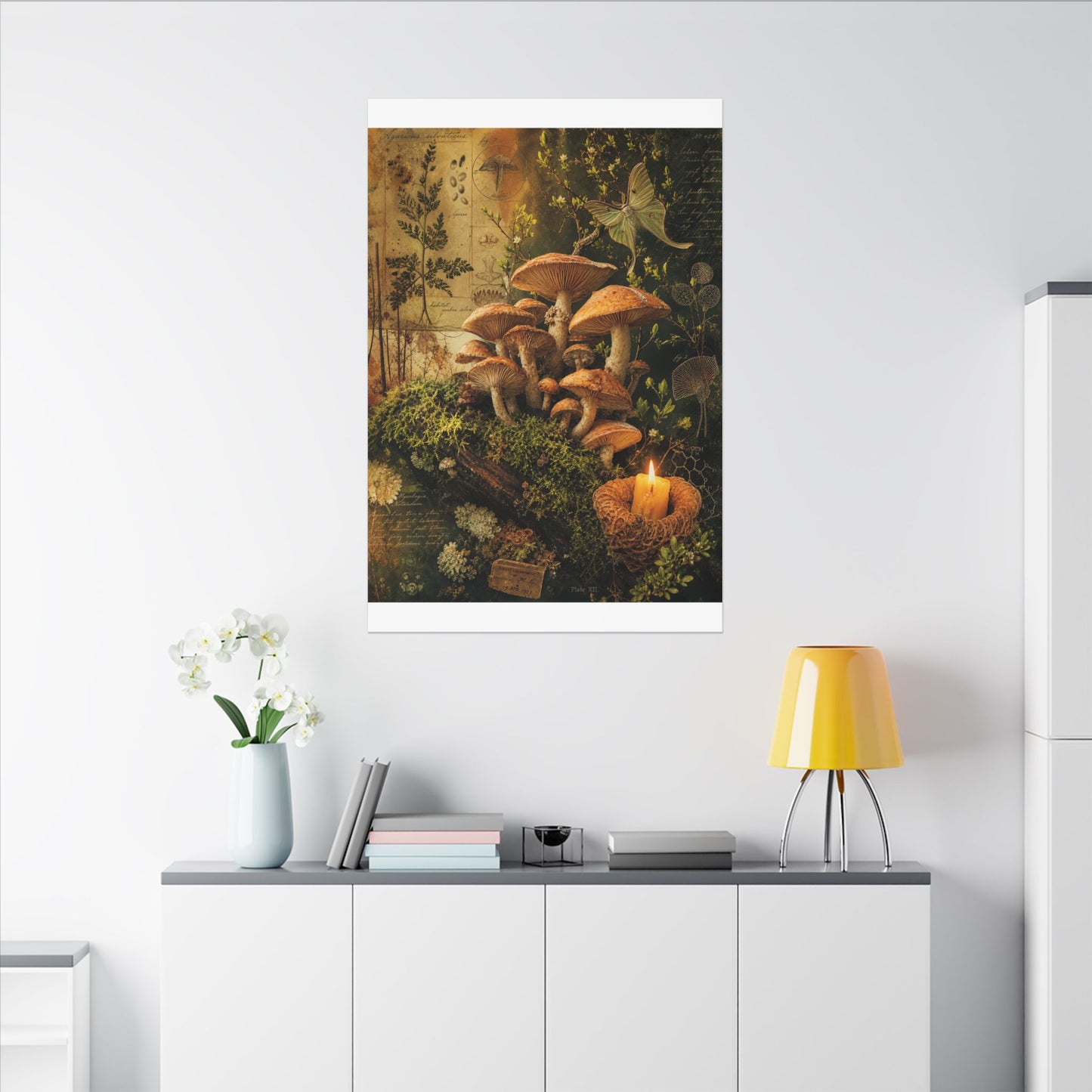 Spring Wild Mushrooms Herbarium Canvas Art | Earthy Decor