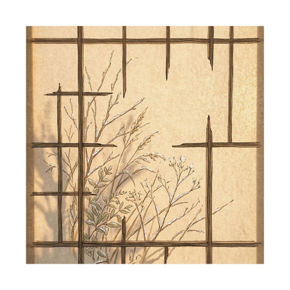 Japandi Shoji Screen in Golden Hour | Minimal Line Wall Art Print