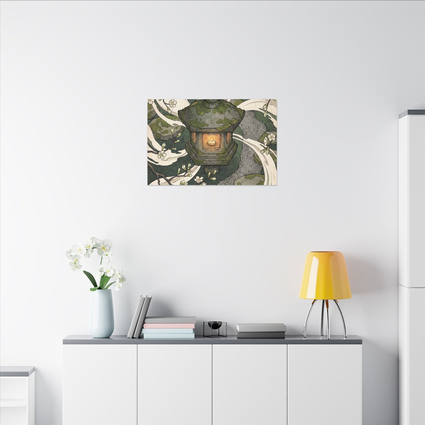 Zen Stone Lantern in Candlelight | Ukiyo E Inspired Canvas Art