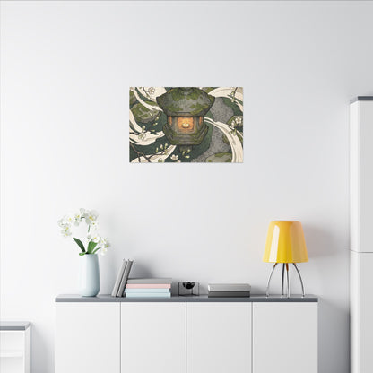 Zen Stone Lantern in Candlelight | Ukiyo E Inspired Canvas Art