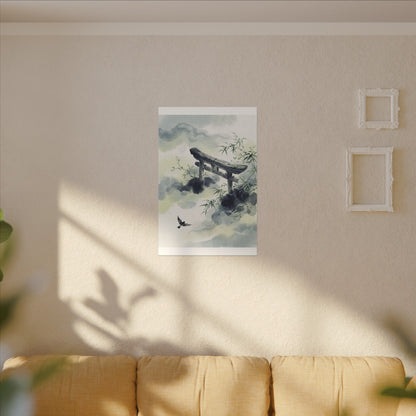 Torii Gate Sumi E Canvas Art | Serene Zen Art