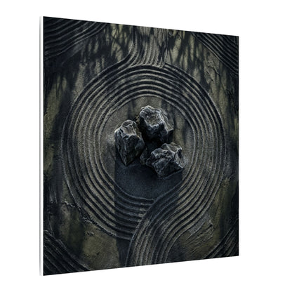Moody Rock Garden Canvas Art - Dark Texture Dark Japandi