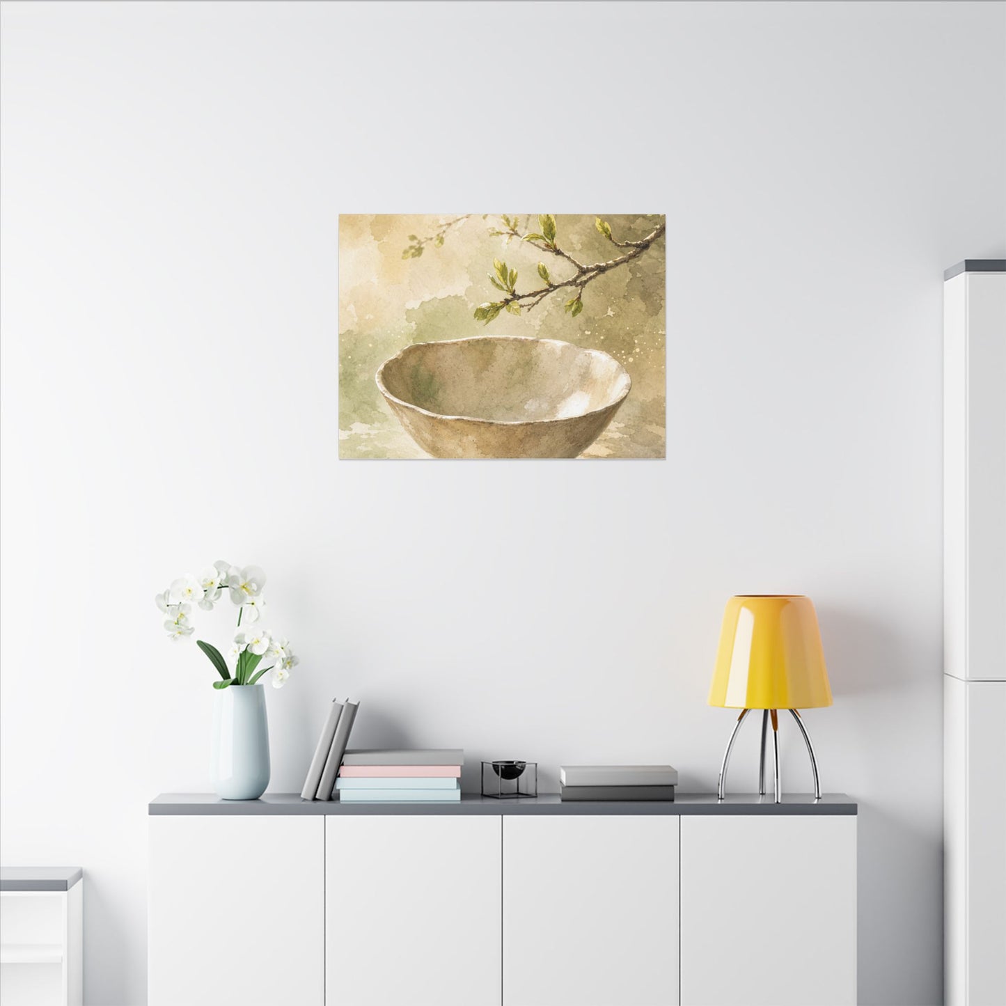 Warm Ceramic Bowl Canvas Art - Watercolor Japandi