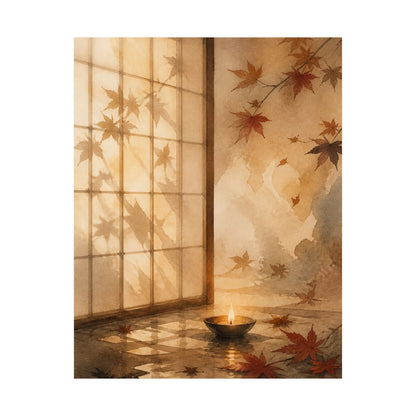 Shoji Screen Autumn Wall Art Print | Japandi Warm Design