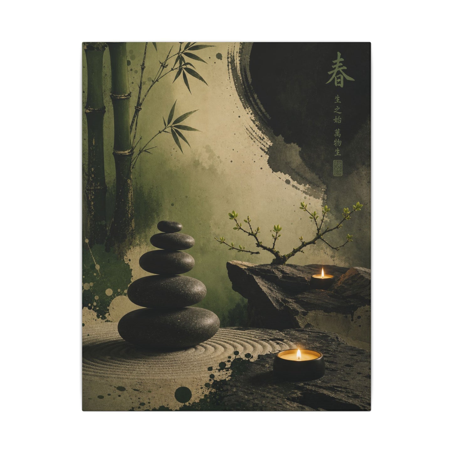River Stones Spring Canvas Art | Zen Contemplative Design