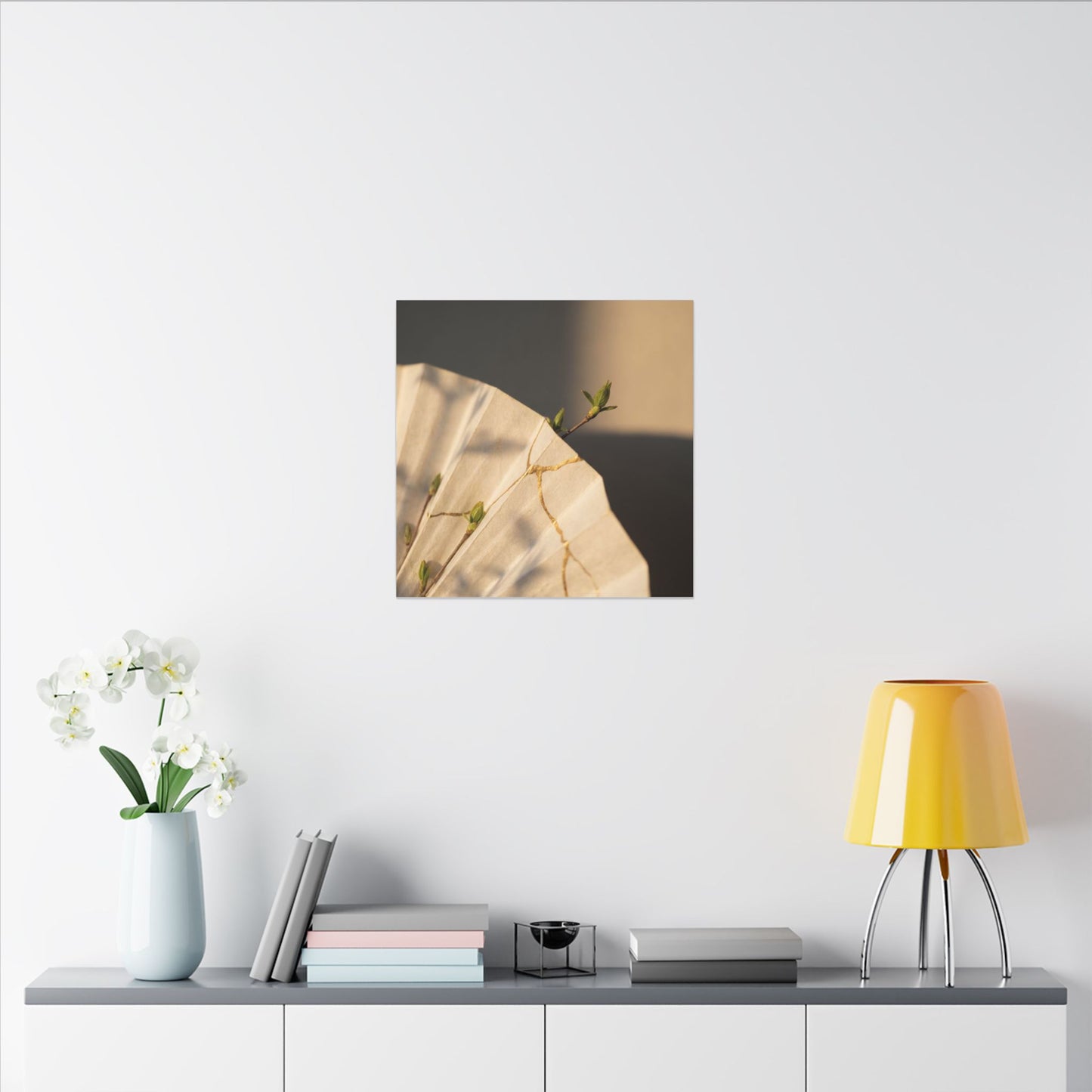 Paper Fold Gold Vein Canvas Art | Healing Kintsugi Art