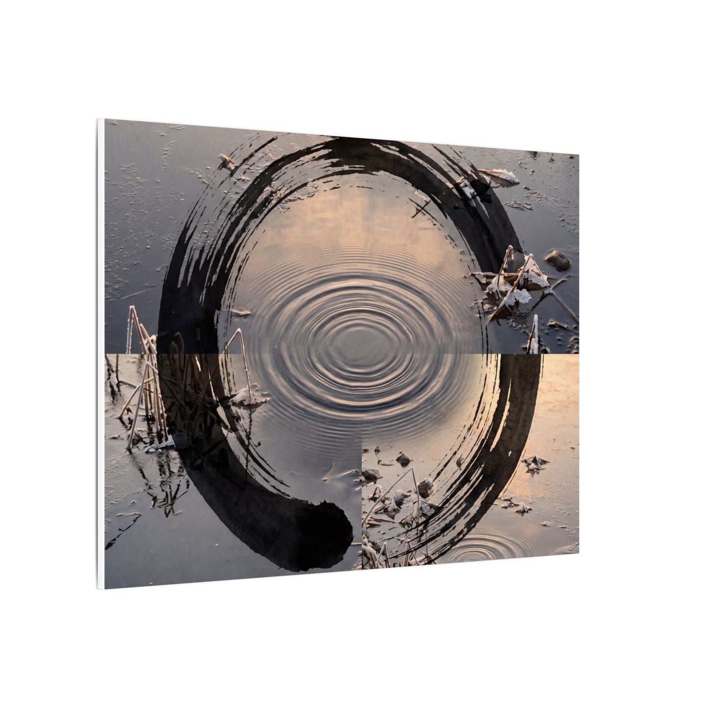 Winter Water Ripple Enso Canvas Art | Tranquil Decor