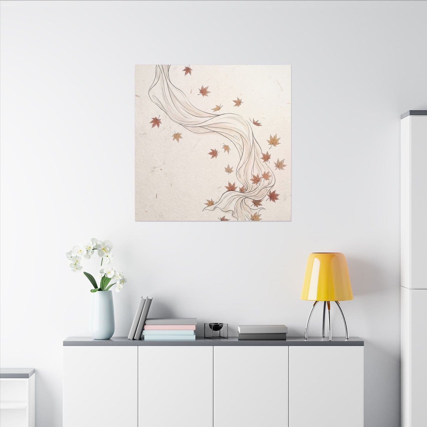 Japandi Silk Drape in Dawn | Minimal Line Canvas Art