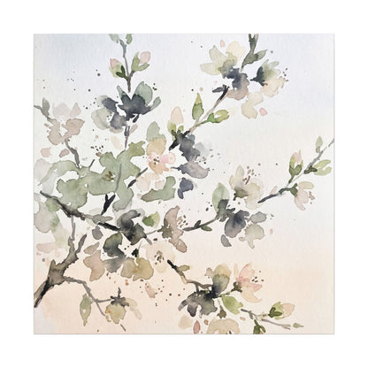 Cherry Blossom Watercolor Canvas Art | Elegant Japandi Art