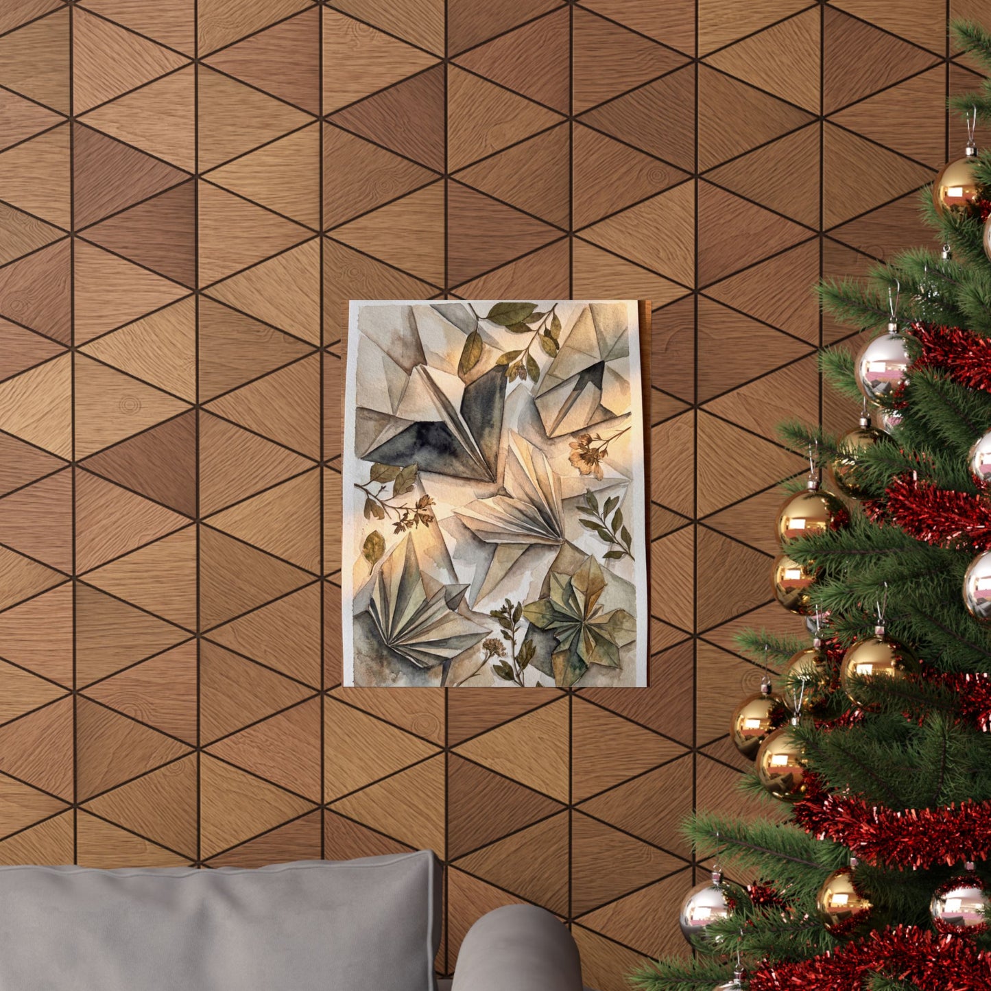 Cozy Paper Fold Wall Art Print - Watercolor Japandi