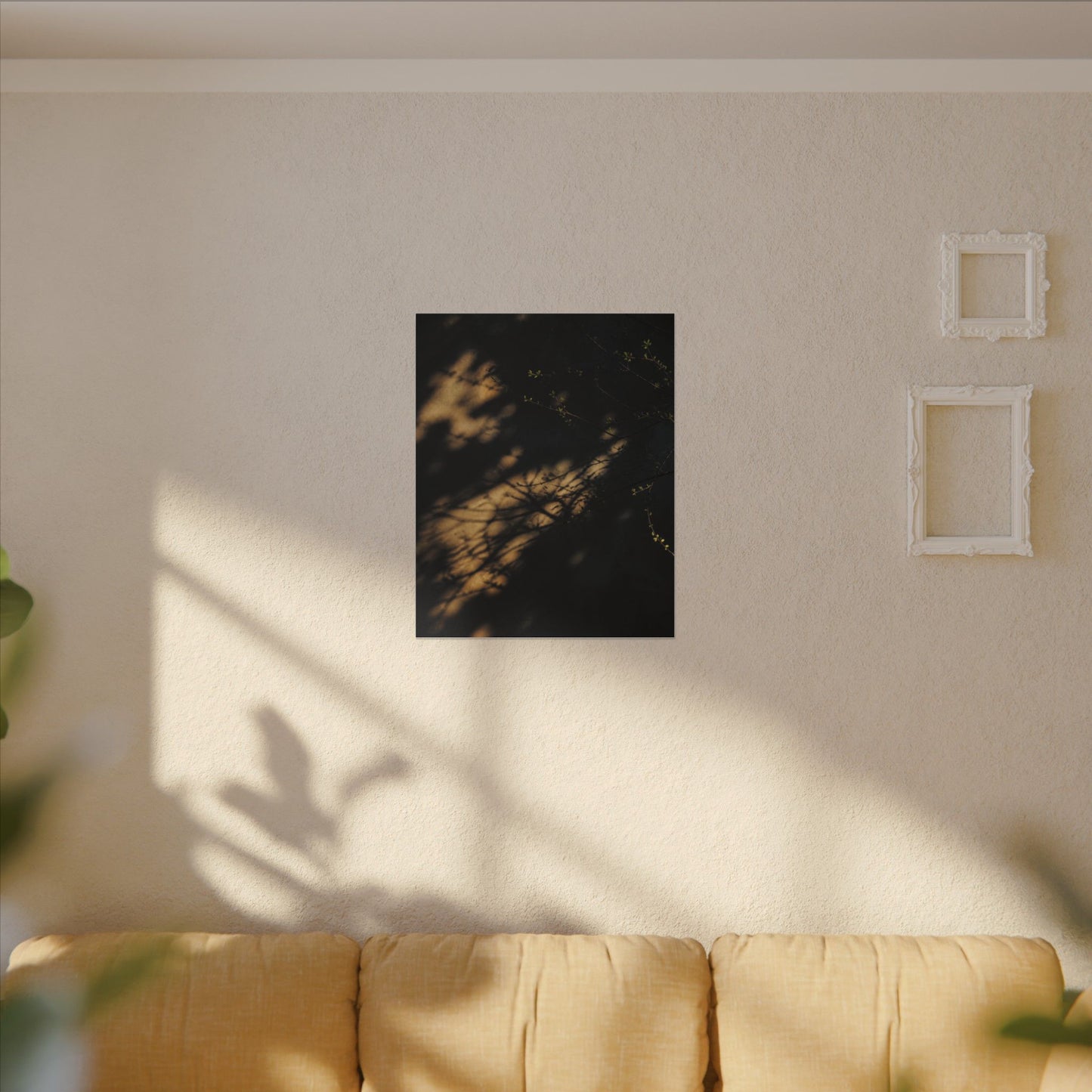 Moody Shadow Play Canvas Art - Moody Minimal Dark Japandi