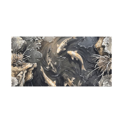 Koi Pond Canvas Art | Winter Japandi Japanese Pattern Art