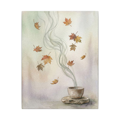 Incense Smoke Canvas Art | Autumn Japandi Watercolor Art