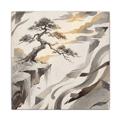 Golden Hour Pine Tree Canvas Art - Japandi Seijaku