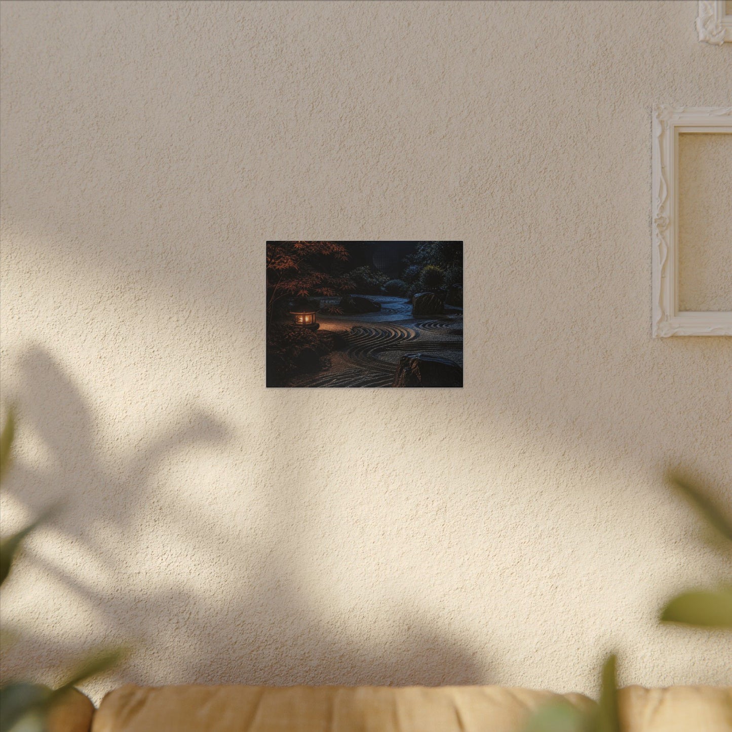 Summer Rock Garden Shadow Zen Canvas Art | Moody Decor