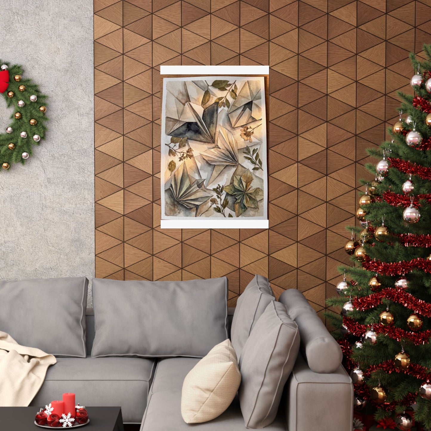 Cozy Paper Fold Wall Art Print - Watercolor Japandi