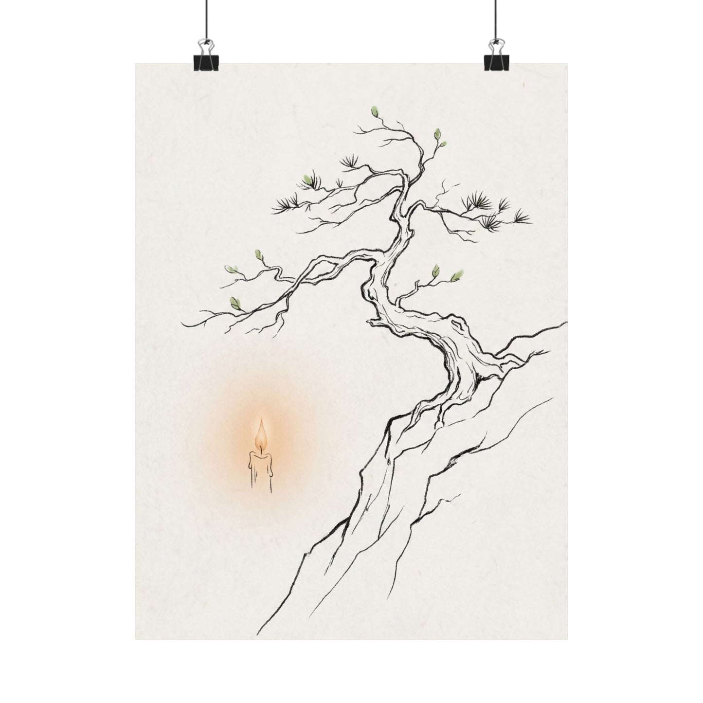 Spring Pine Tree Minimal Line Wall Art Print | Warm Decor Art Print
