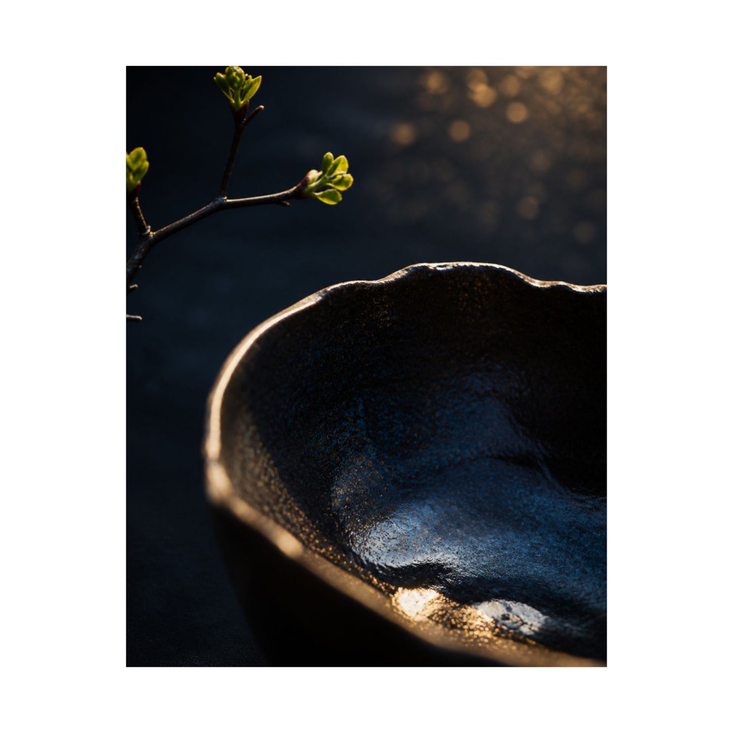 Ma Ceramic Bowl Wall Art Print - Dark Japandi Shadow Zen